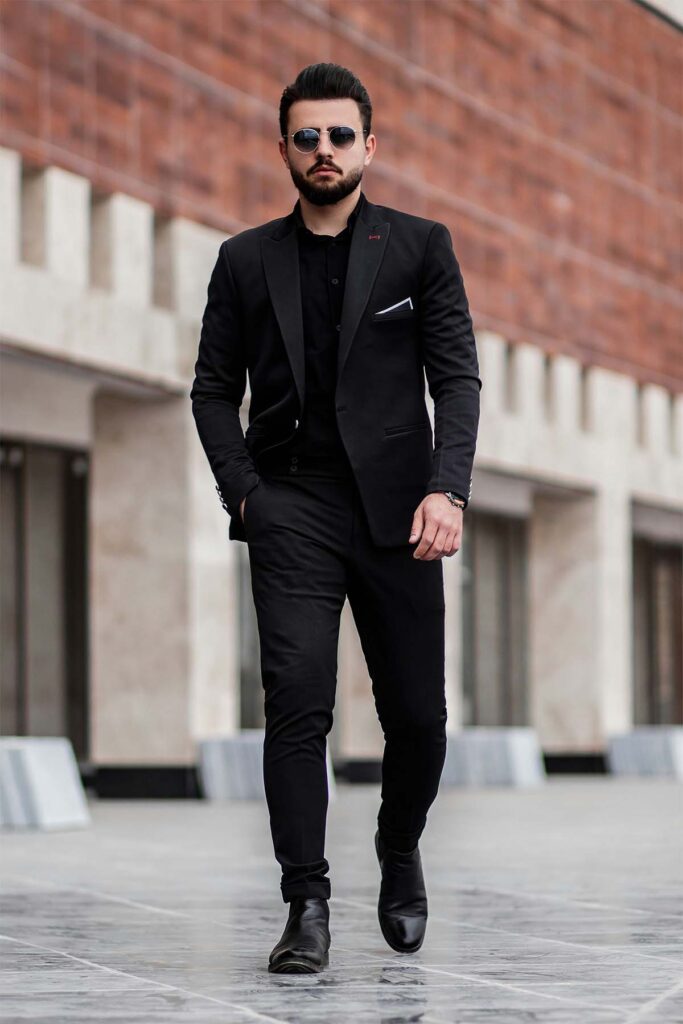traje negro completo para caballero